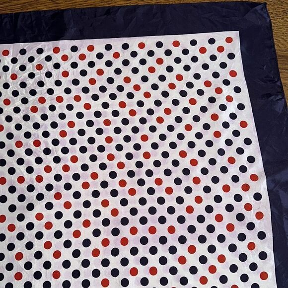 Vintage 60s/70s Tori red, white & blue polka dot acetate scarf - Picture 5 of 9